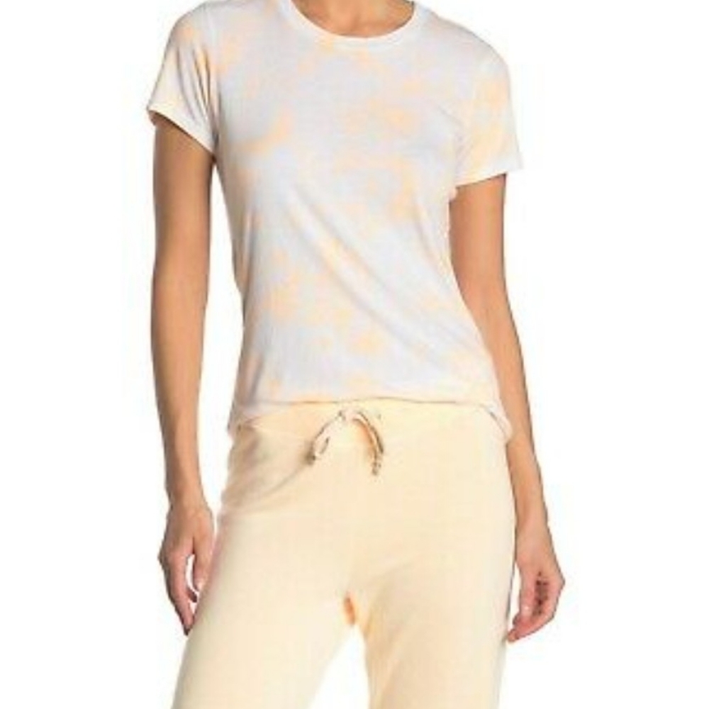 SUNDRY Orange & White Tie Dye Boy Tee Size Small NWT